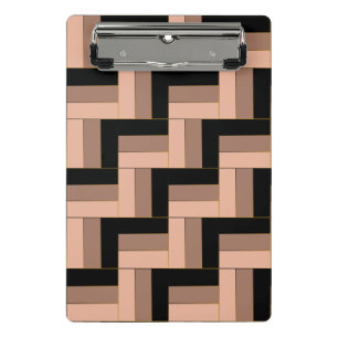 Minicarpeta De Pinza Rectángulos geométricos de Mocha negra marrón
