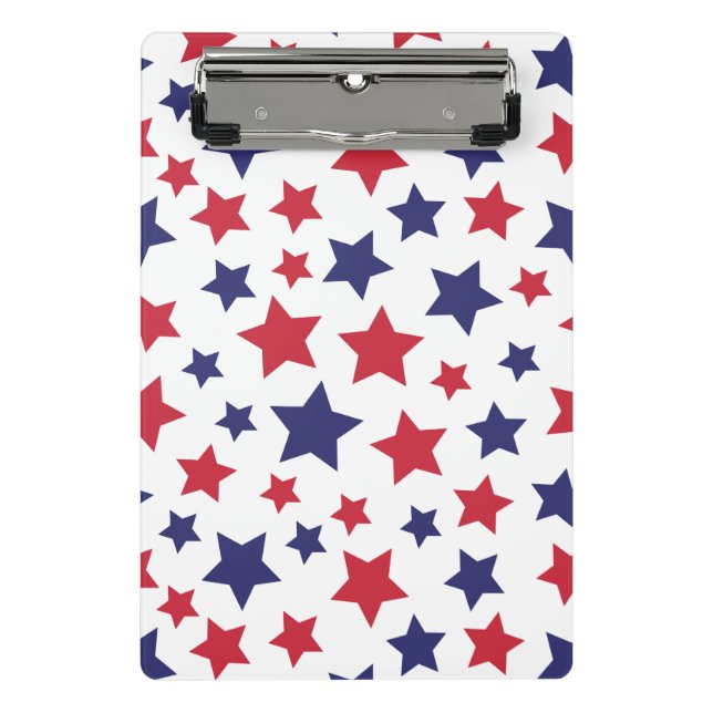 Minicarpeta De Pinza Red and Blue Stars, 4th of July, White Background (Anverso)