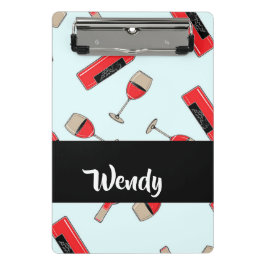 Minicarpeta De Pinza Red wine bottles and glasses pattern