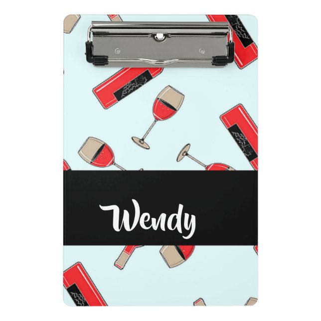 Minicarpeta De Pinza Red wine bottles and glasses pattern (Anverso)