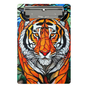 Minicarpeta De Pinza Regalo de vidrio tintado de tigre para amantes de
