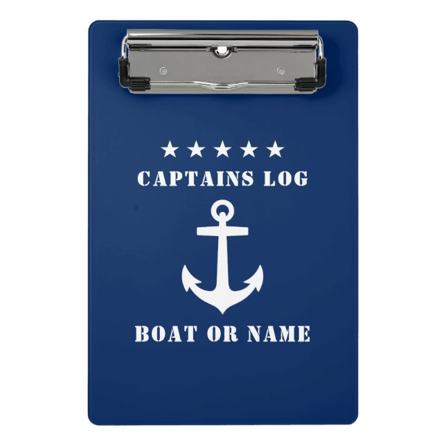 Minicarpeta De Pinza Registro del capitán, nombre del barco, estrellas  (Anverso)