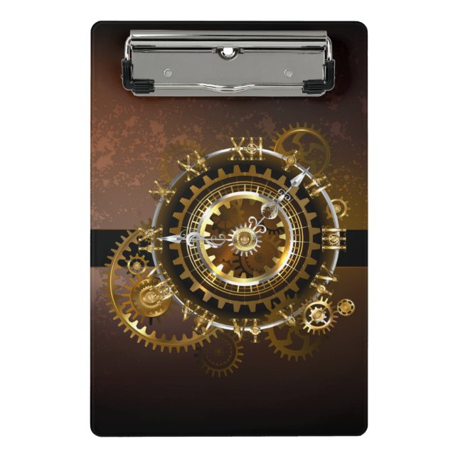 Minicarpeta De Pinza Reloj de vapor con engranajes antiguos (Anverso)