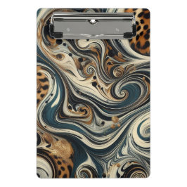 Minicarpeta De Pinza Remolino de estampado de leopardo abstracto