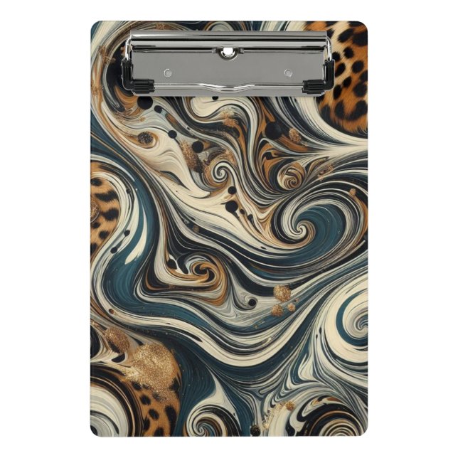 Minicarpeta De Pinza Remolino de estampado de leopardo abstracto (Anverso)