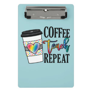 Minicarpeta De Pinza Repetición de Teach de Café - Vida Divertida Del P