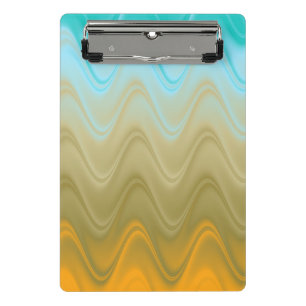 Minicarpeta De Pinza Resumen del Naranja de Wavy Blue Green