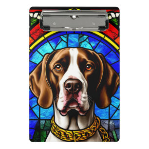 Minicarpeta De Pinza Retrato de perro en vidrio emplomado