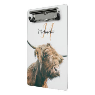 Minicarpeta De Pinza Retrato de vaca de Highland nombre personalizado m