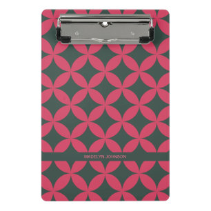 Minicarpeta De Pinza Retro Geométrico Geométrico De Mediano Siglo Pink 