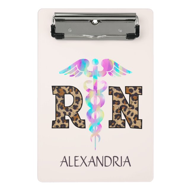 Minicarpeta De Pinza RN, Leopardo de enfermeras registrado (Anverso)