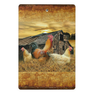 Minicarpeta De Pinza Rooster Vintage Hens Rustic Barn Coop