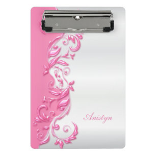 Minicarpeta De Pinza Rosa bonito del caramelo adornado en el diseño