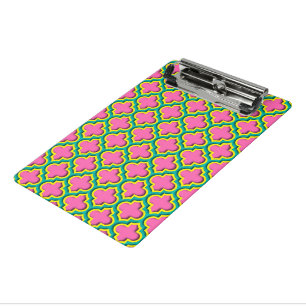 Minicarpeta De Pinza Rosa Caliente #2, Papel amarillo, Verde azulado ma