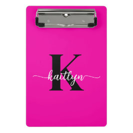 Minicarpeta De Pinza Rosa Caliente Monograma Negro