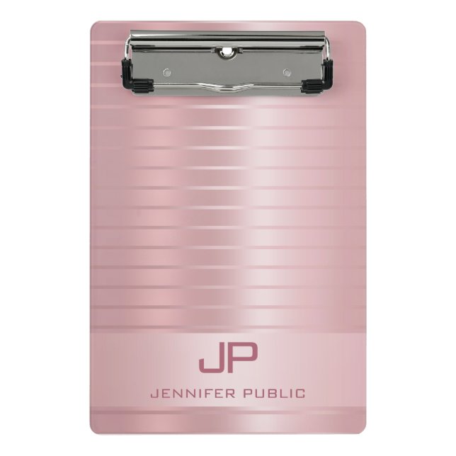 Minicarpeta De Pinza Rosa de plantilla de oro Monograma moderno elegant (Anverso)