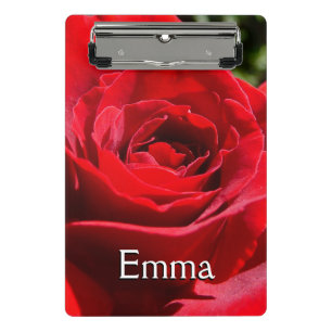 Minicarpeta De Pinza Rosa Flor Roja Brillante Hermosa Floral