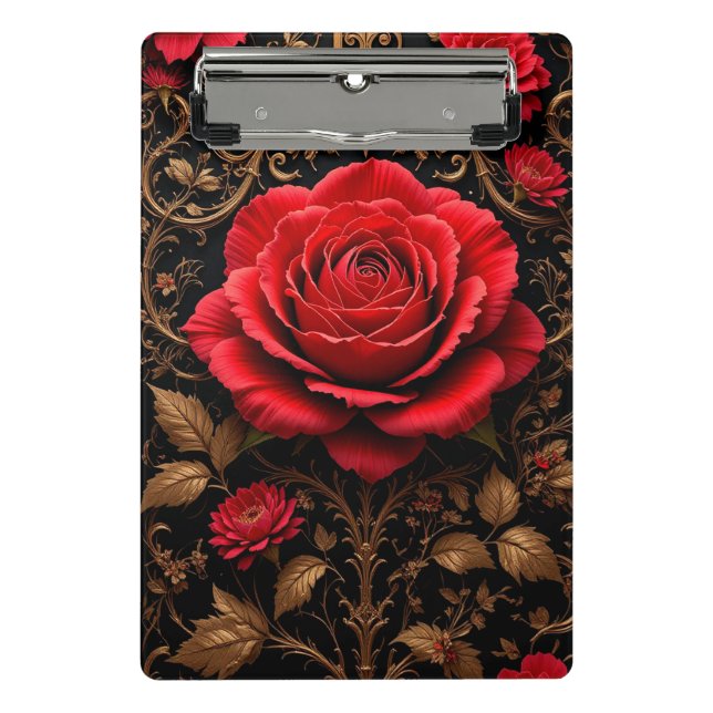 Minicarpeta De Pinza Rosa roja bellamente diseñada (Anverso)