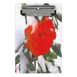 Minicarpeta De Pinza Rosa roja en nieve