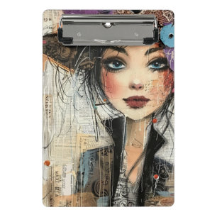 Minicarpeta De Pinza Rostro de Collage de Álbum de Recortes Antiguo (8)