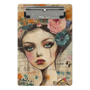Minicarpeta De Pinza Rostro de Collage de Álbum de Recortes Antiguo (9)