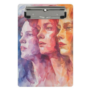 Minicarpeta De Pinza Rostros de las mujeres - Pintura de acuarela