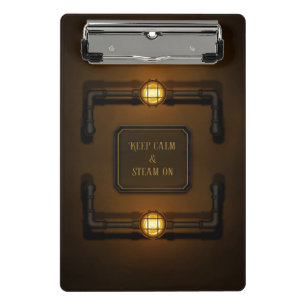 Minicarpeta De Pinza Rótulo industrial Steampunk "Mantén la calma y el 