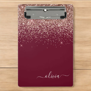 Minicarpeta De Pinza Rubí Rosa Dorado Rubor Brillo Monograma