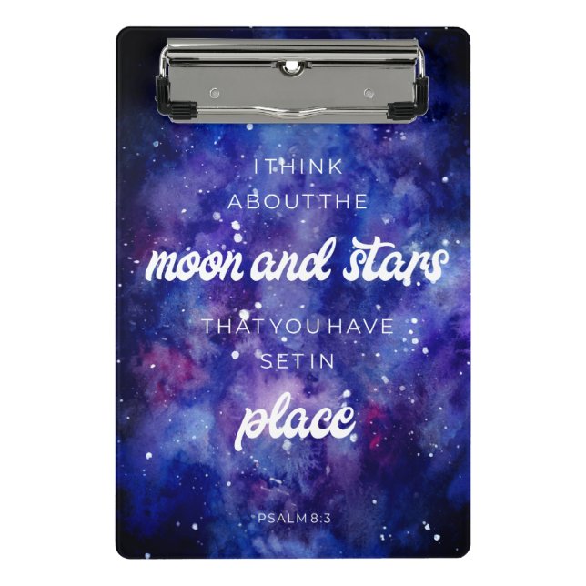 Minicarpeta De Pinza Salmos Biblia Verse Galaxy Watercolor Cristiano (Anverso)
