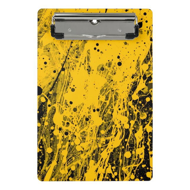 Minicarpeta De Pinza Salpicaduras de pintura negra y amarilla (Anverso)