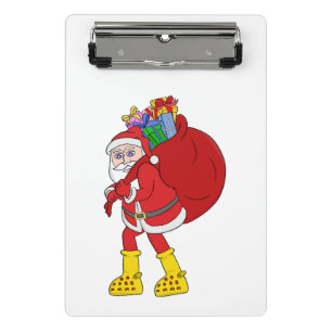 Minicarpeta De Pinza Santa Claus viste grandes botes amarillos