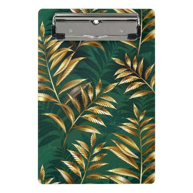 Minicarpeta De Pinza Seamless pattern with golden ferns (Anverso)