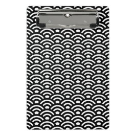 Minicarpeta De Pinza Seigaiha, olas, japonés, blanco y negro
