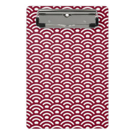 Minicarpeta De Pinza Seigaiha, Waves, Japanese, Burgundy and White