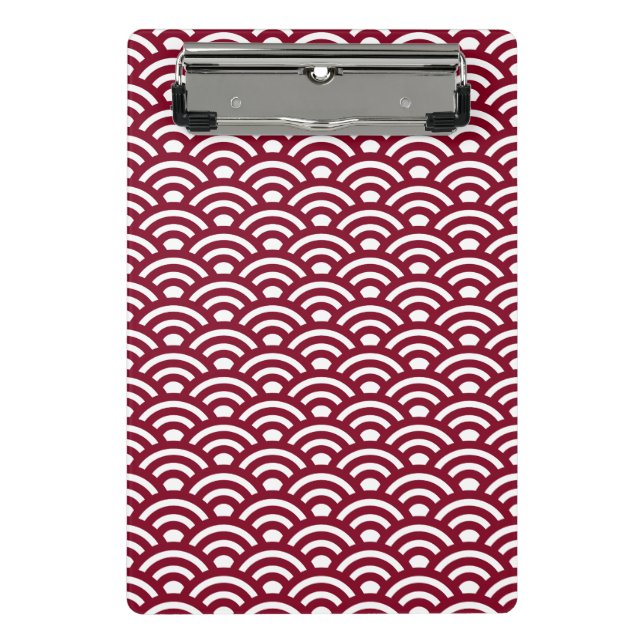 Minicarpeta De Pinza Seigaiha, Waves, Japanese, Burgundy and White (Anverso)