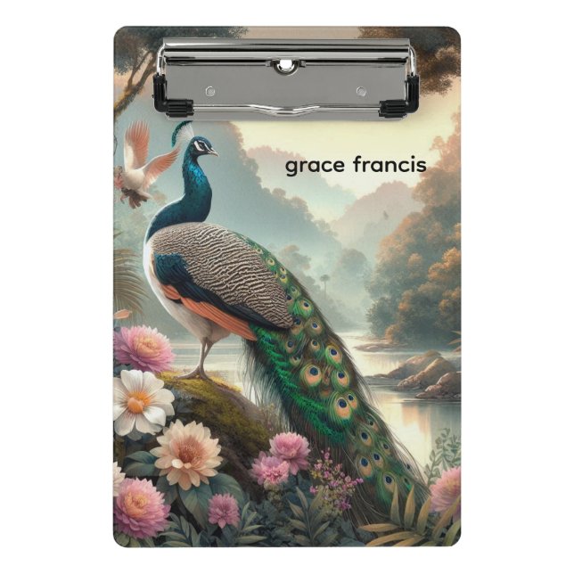 Minicarpeta De Pinza Selva Tropical con Pavo Real (Anverso)