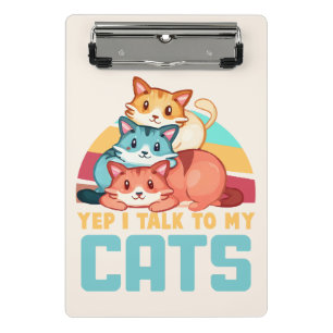 Minicarpeta De Pinza Sí, hablo con el diseño de un gato de trío adorabl