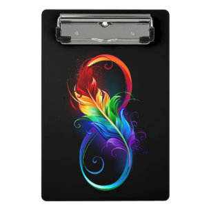 Minicarpeta De Pinza Símbolo infinito con plumas arcoiris