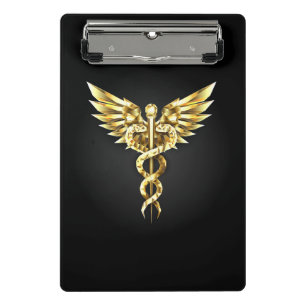 Minicarpeta De Pinza Símbolo poligonal de oro Caduceus