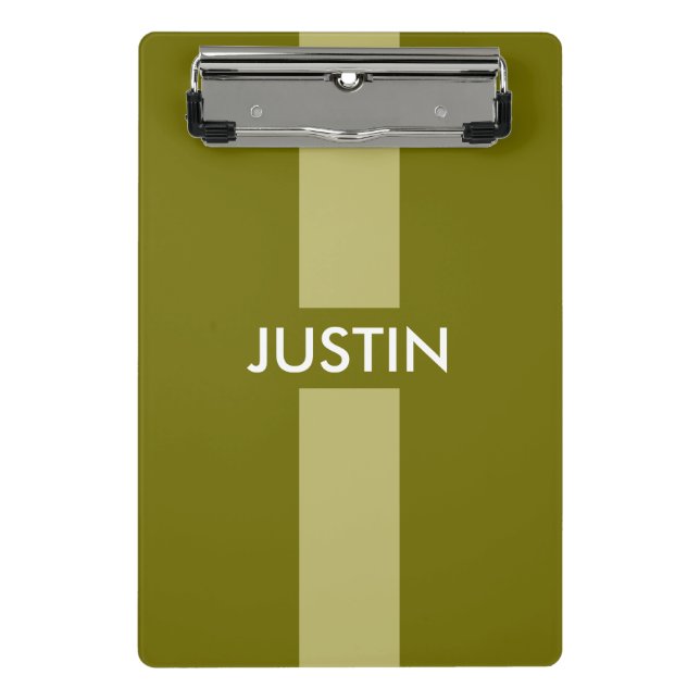 Minicarpeta De Pinza Simplemente estriba verde oliva + su nombre / idea (Anverso)