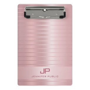 Minicarpeta De Pinza Sofisticada plantilla de oro Rosa Monograma modern