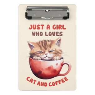 Minicarpeta De Pinza Solo un Chica que ama los gatos y el café (2)