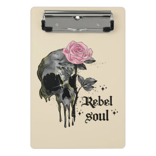 Minicarpeta De Pinza Soul Rebel - Calavera gótica con rosa rosado