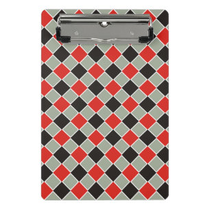 Minicarpeta De Pinza Squares Patrón blanco rojo negro + tu trasero.