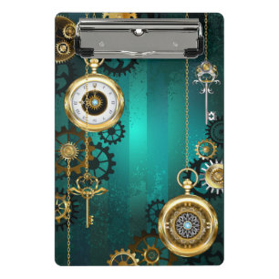 Minicarpeta De Pinza Steampunk Jewelry Watch sobre un fondo verde