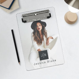 Minicarpeta De Pinza Stylish Modern Woman Entrepreneur Monogram 2 Photo