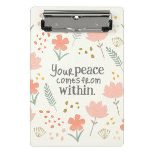 Minicarpeta De Pinza Su paz viene desde adentro - cita inspiradora