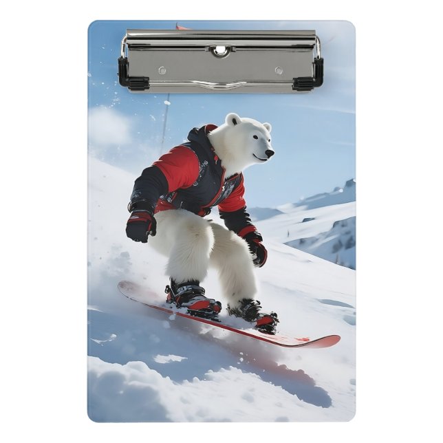 Minicarpeta De Pinza Surreal Polar Bear Snowboarding Winter Adventure (Anverso)