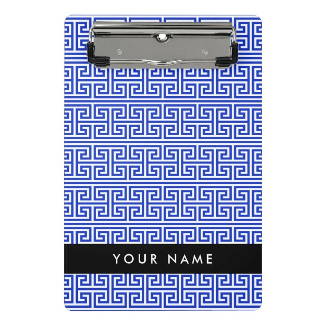 Minicarpeta De Pinza Tecla De Meander Griega H Azul, Su Nombre, Persona (Anverso)
