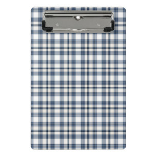 Minicarpeta De Pinza Tela escocesa blanca azul 1